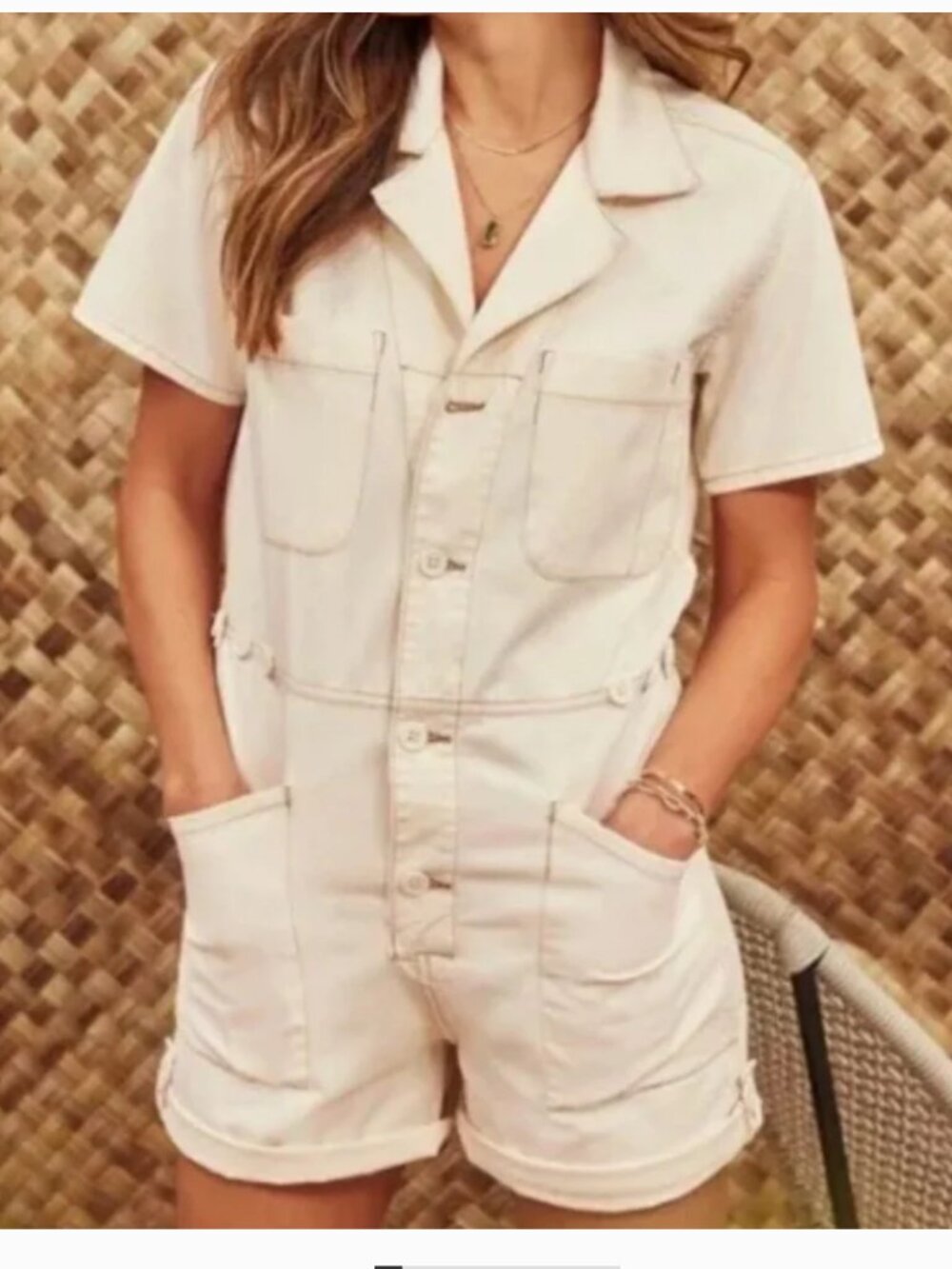 Pistola white romper S cotton